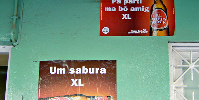 imagem de propaganda de cerveja em crioulo caboberdiano