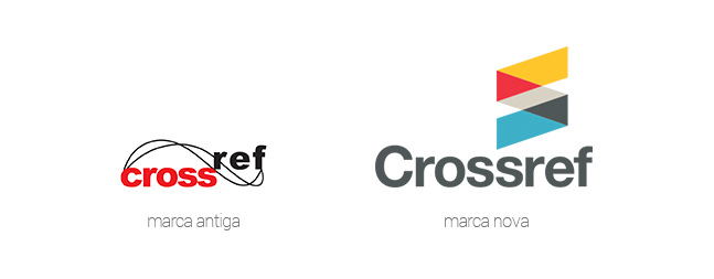 Comparação entre a nova marca do Crossref e a antiga