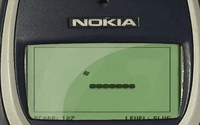 Gif do jogo da cobrinha no celular "tijolo" da Nokia